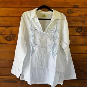 MOJITO COLLECTION | Embroidered Linen Tunic Shirt Size M